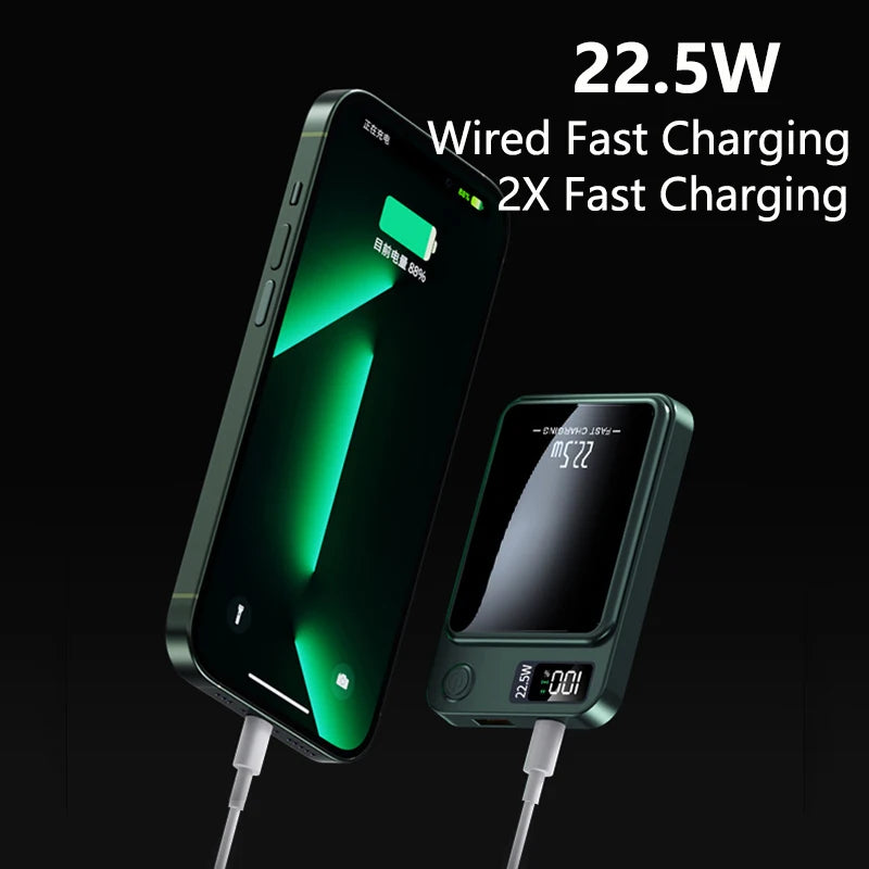 Portable Wireless Magnetic Power Bank 50000mAh – 22.5W Fast Charging for iPhone, Samsung & Huawei